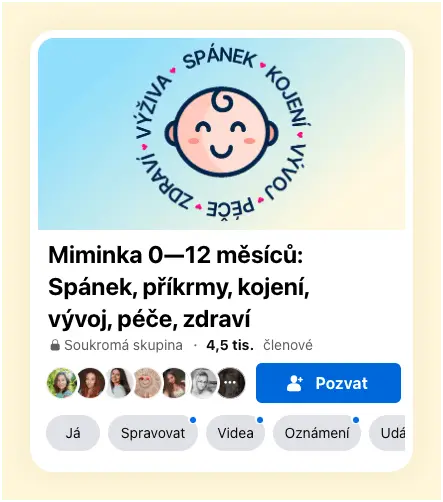 Facebooková skupina Miminka 0–12 měsíců: podpora, tipy a rady od Máma ví